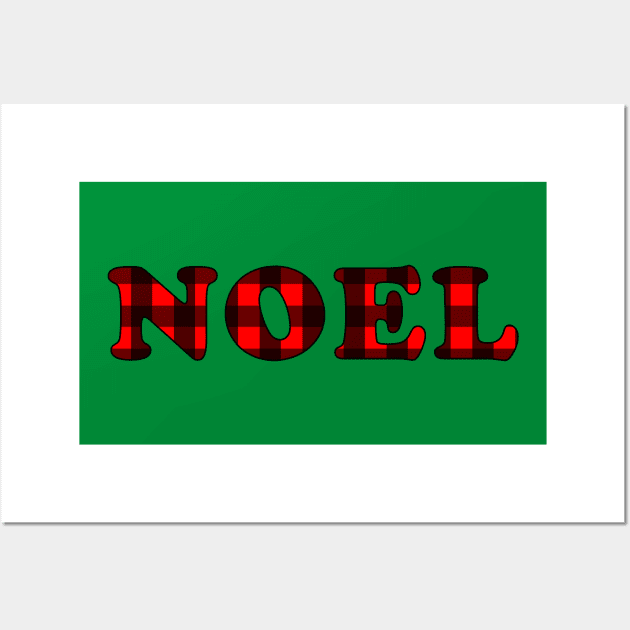 'Noel' Phrase in Buffalo Plaid Wall Art by bumblefuzzies